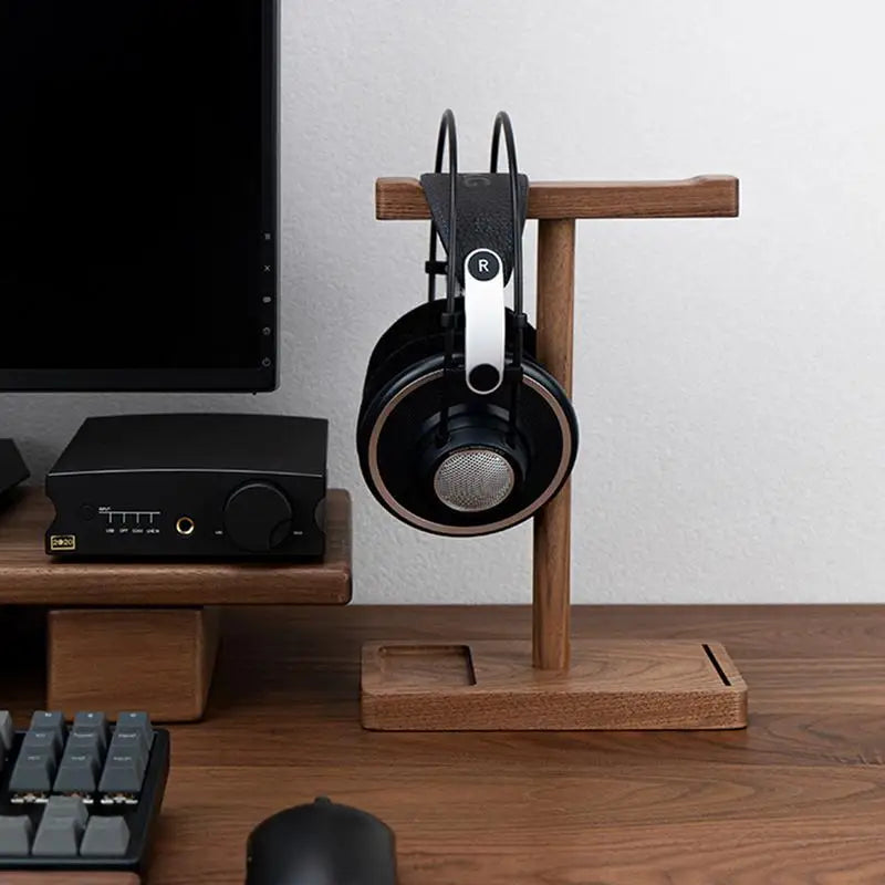 Walnut Headphone Holder Black Walnut Headphone Hanger Wood Headphone Holder Game Headphone Stand Desk