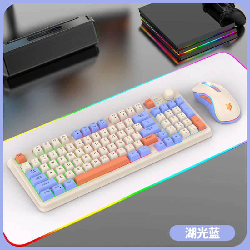 Keyboard 94 Keys 90% Layout Spanish Russian Korean Arabic Keyboard USB Wired RGB Light Volume Knob Ergonomics Gaming Office K82