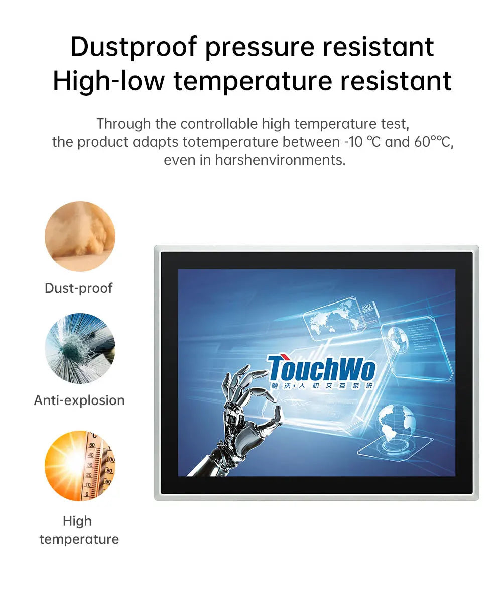 8~21.5 inch Touch Industrial Screen IP65 Front Waterproof, All in One Industrial Embedded Panel PC PCAP TouchScreen Monitor