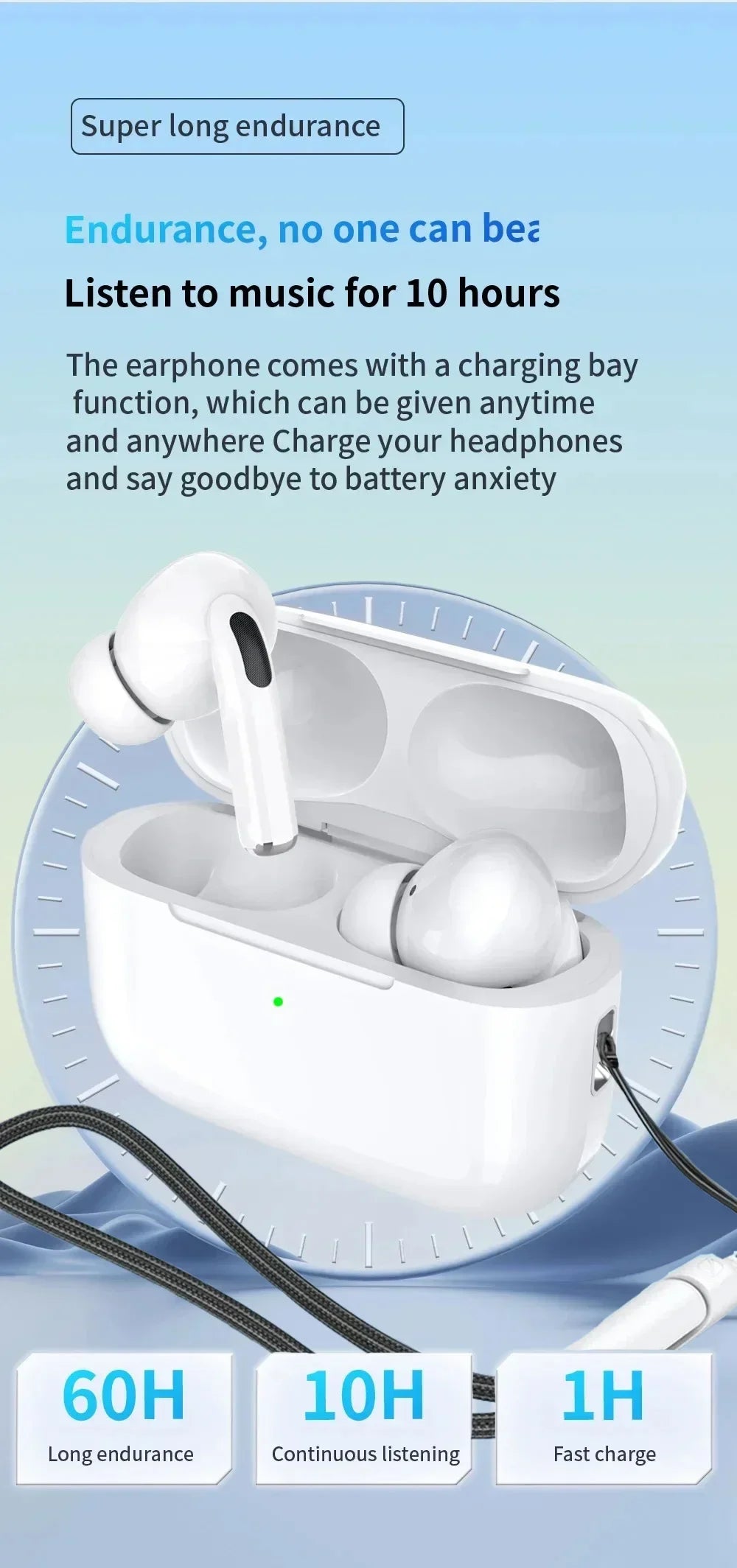 Air Pro True Wireless Bluetooth Earphones Headphones Bin Lanyard HiFi Sound Low Latency Noise Reduction Earbuds for IOS Android