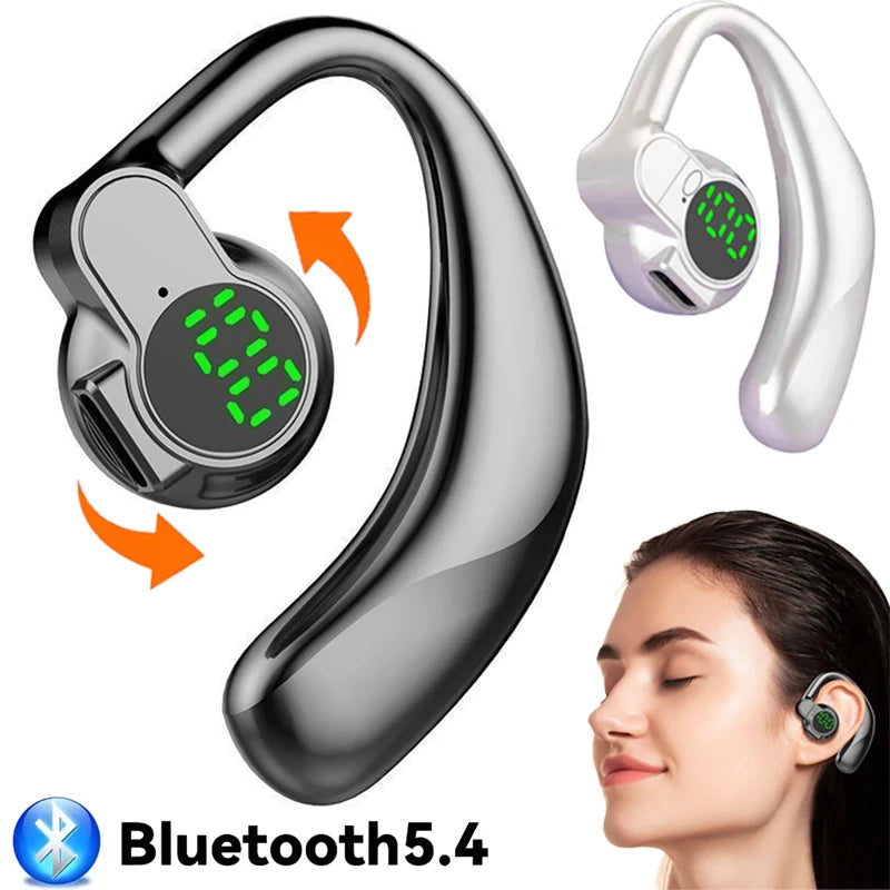 Wireless Headphone Bluetooth5.4 HiFi Stereo Noise Cancelling Digital Display Rotatable Sport  Single Audifonos Earphones Single