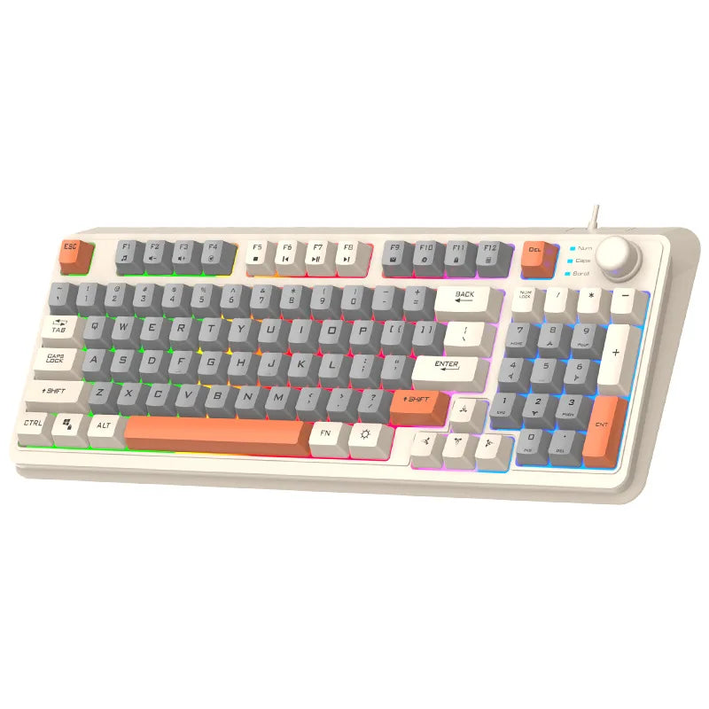Keyboard 94 Keys 90% Layout Spanish Russian Korean Arabic Keyboard USB Wired RGB Light Volume Knob Ergonomics Gaming Office K82