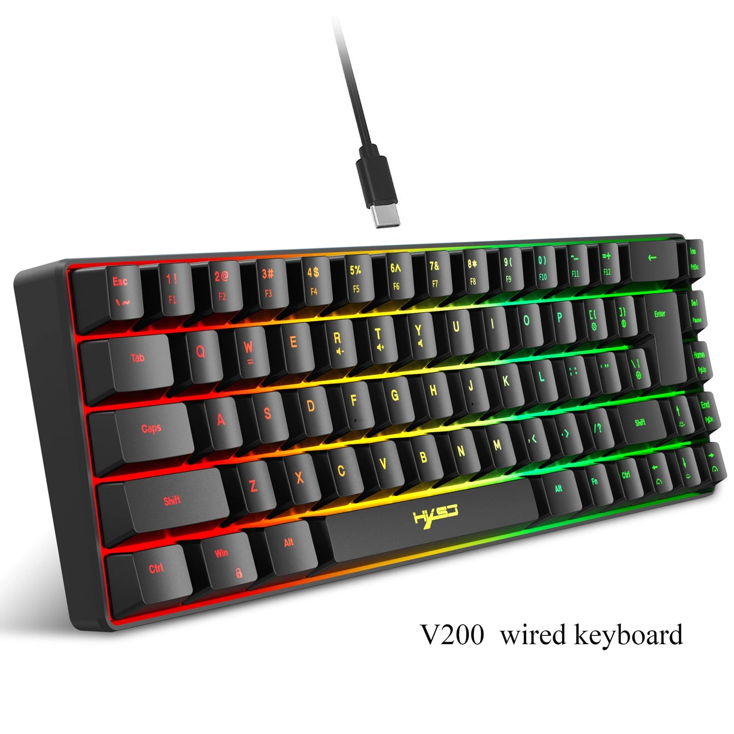 Keyboard 68 keys RGB gamer backlit ergonomic wired key board 65% pc computer office Portable usb laptop Keyboards white black