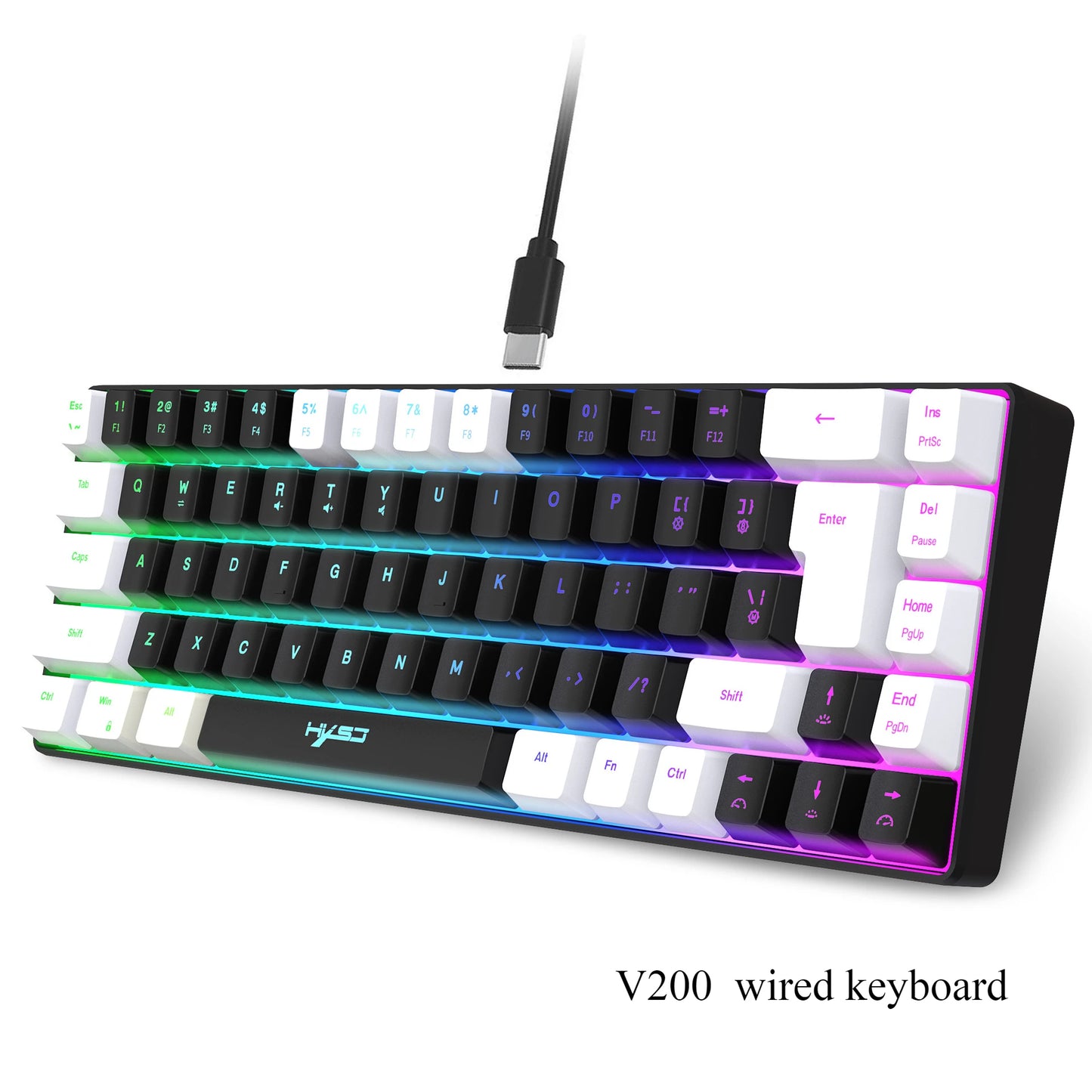 Keyboard 68 keys RGB gamer backlit ergonomic wired key board 65% pc computer office Portable usb laptop Keyboards white black