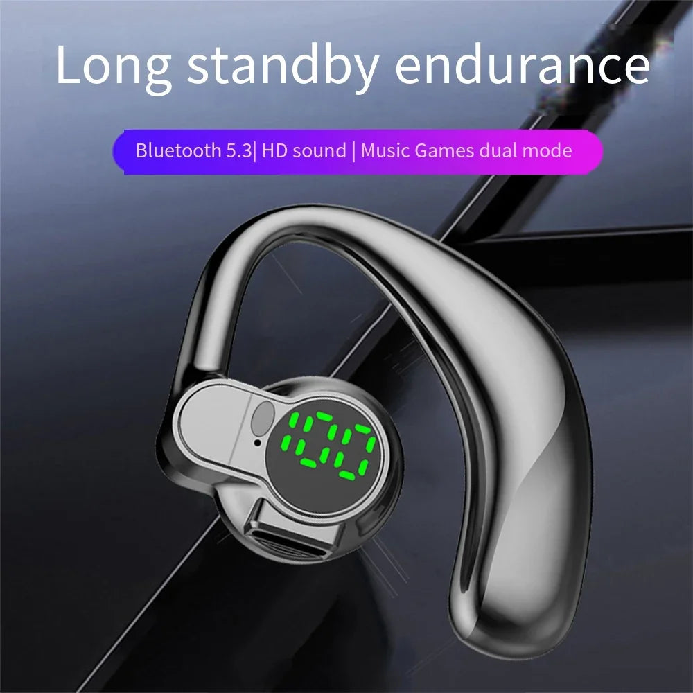 Wireless Headphone Bluetooth5.4 HiFi Stereo Noise Cancelling Digital Display Rotatable Sport  Single Audifonos Earphones Single