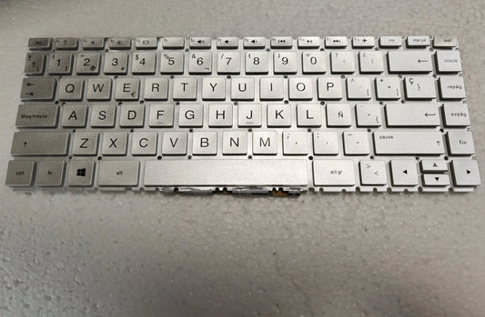Spanish keybord for HP Pavilion 14-CC 14-CD 14-DA 14-CE 14-CF 14-CK 14-CM 14S-DK  TPN-Q188 Q190 Q207 W125 W131 silver No backlit