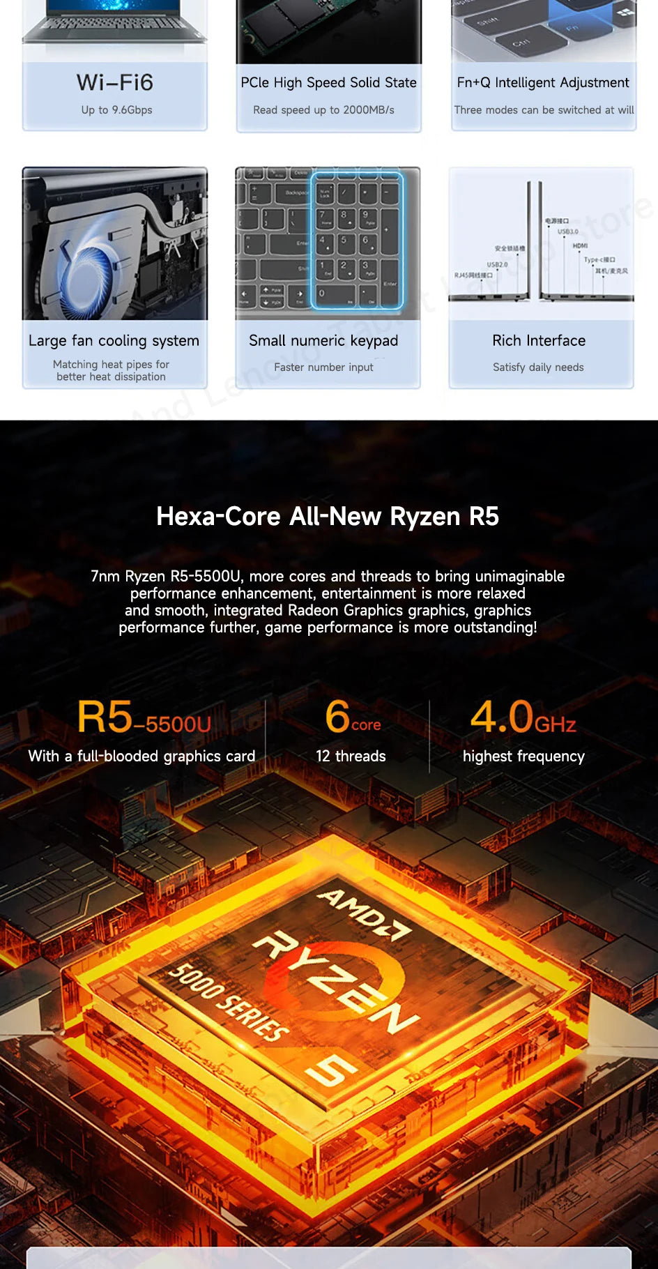 Lenovo Laptop Lenovo V15 G4 AMN 15.6“ AMD Ryzen R5-7430U/R7-7730U 16G LPDDR5 512G/1TB/2TB SSD Notebook Computer PC