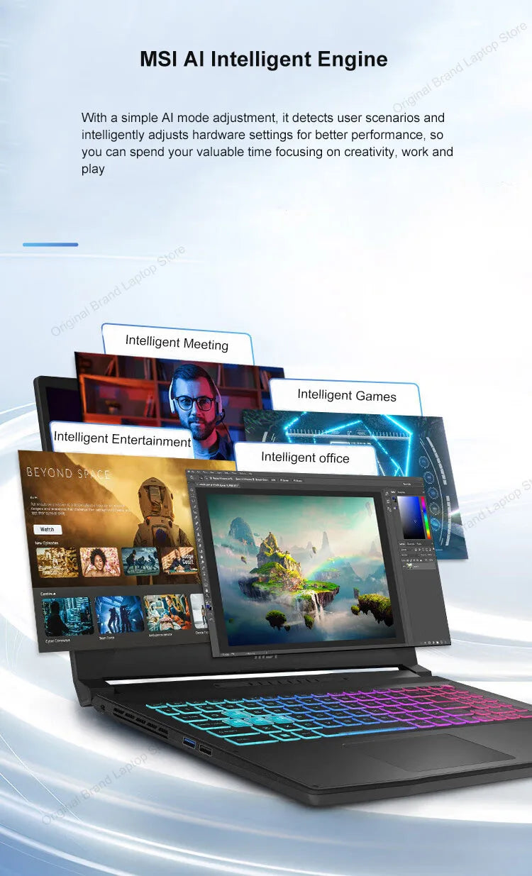 2024 MSI Katana A15 AI Laptop 15.6 Inch 2.5K QHD 165Hz IPS Screen Notebook AMD Ryzen R7-8845HS 32GB 1TB RTX4060 Gaming Computer