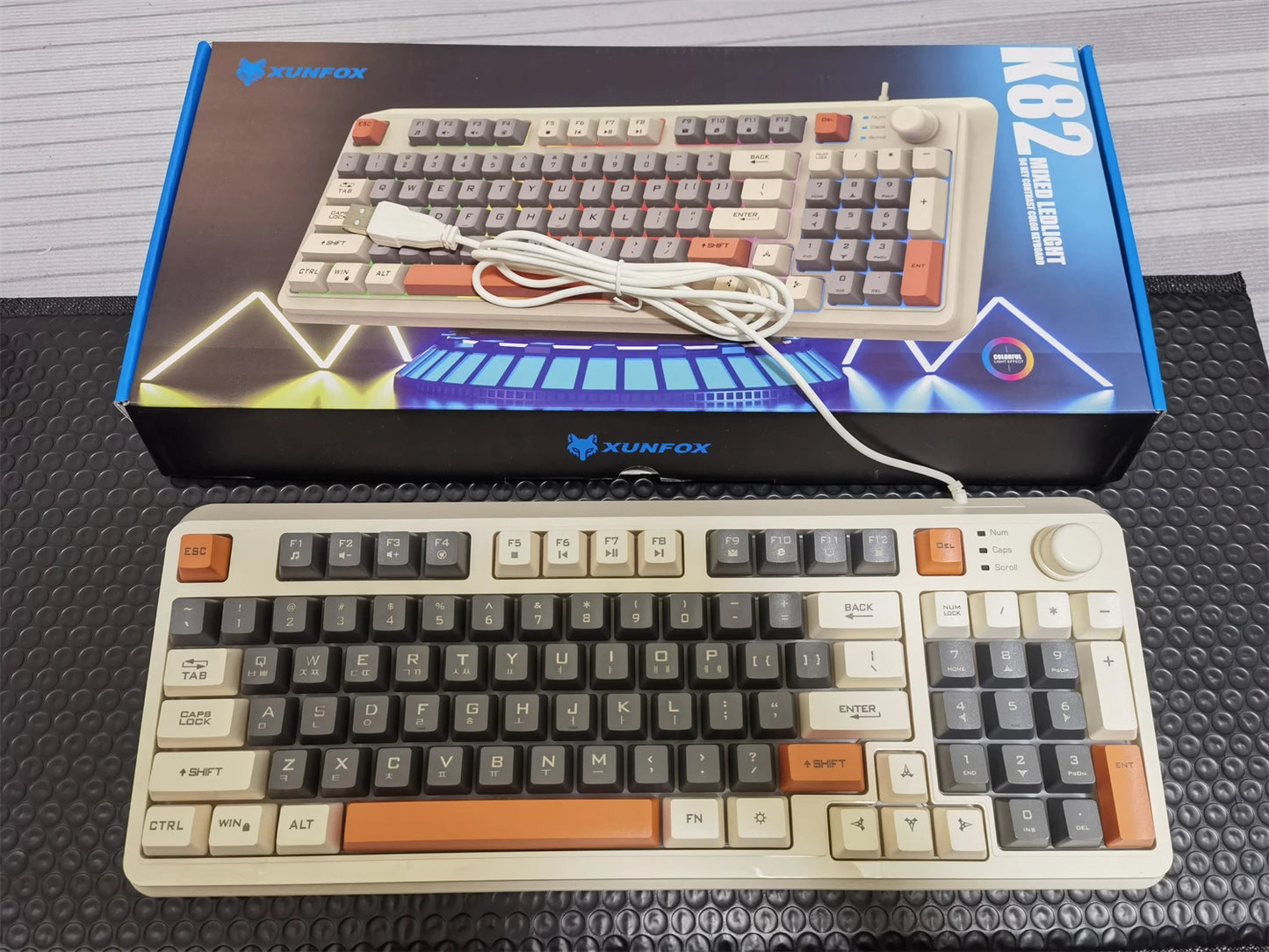 Keyboard 94 Keys 90% Layout Spanish Russian Korean Arabic Keyboard USB Wired RGB Light Volume Knob Ergonomics Gaming Office K82