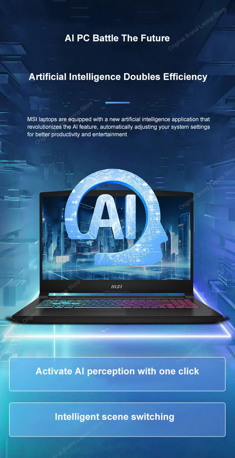 2024 MSI Katana A15 AI Laptop 15.6 Inch 2.5K QHD 165Hz IPS Screen Notebook AMD Ryzen R7-8845HS 32GB 1TB RTX4060 Gaming Computer