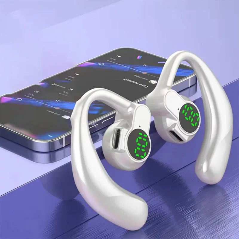 Wireless Headphone Bluetooth5.4 HiFi Stereo Noise Cancelling Digital Display Rotatable Sport  Single Audifonos Earphones Single