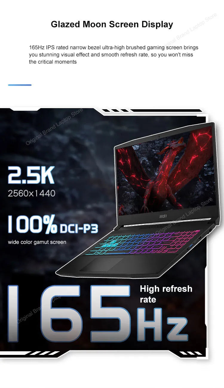 2024 MSI Katana A15 AI Laptop 15.6 Inch 2.5K QHD 165Hz IPS Screen Notebook AMD Ryzen R7-8845HS 32GB 1TB RTX4060 Gaming Computer