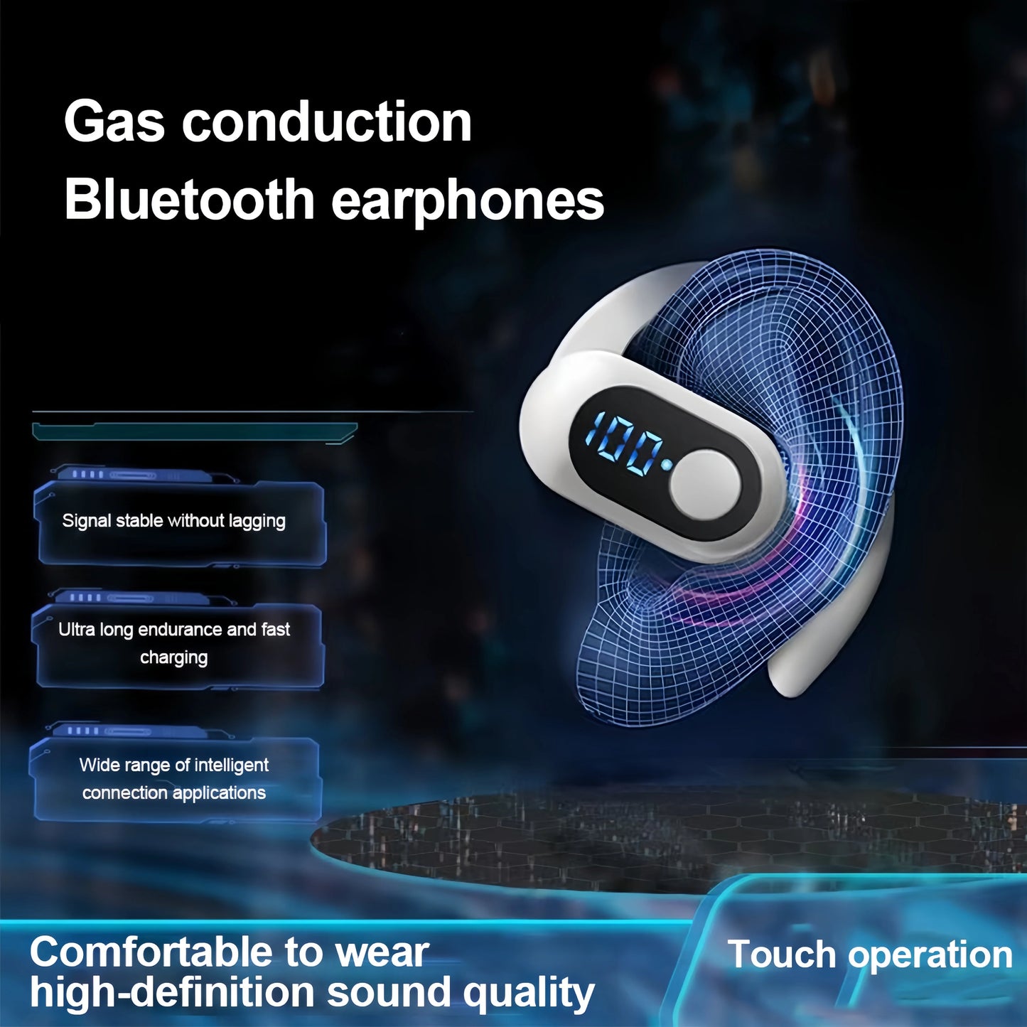 Bluetooth 5.3 Headphone Ear Hook Wireless Earphone HiFi Stereo Noise Reduction Earbud Gaming Headset for Huawei Xiaomi iPhone
