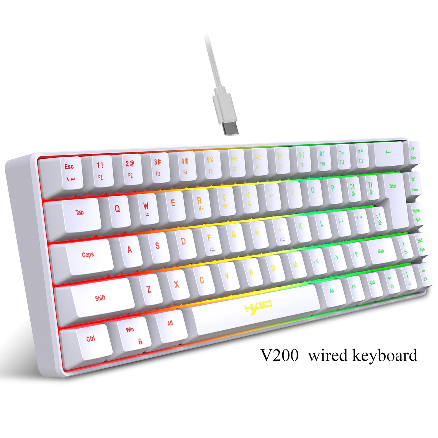 Keyboard 68 keys RGB gamer backlit ergonomic wired key board 65% pc computer office Portable usb laptop Keyboards white black