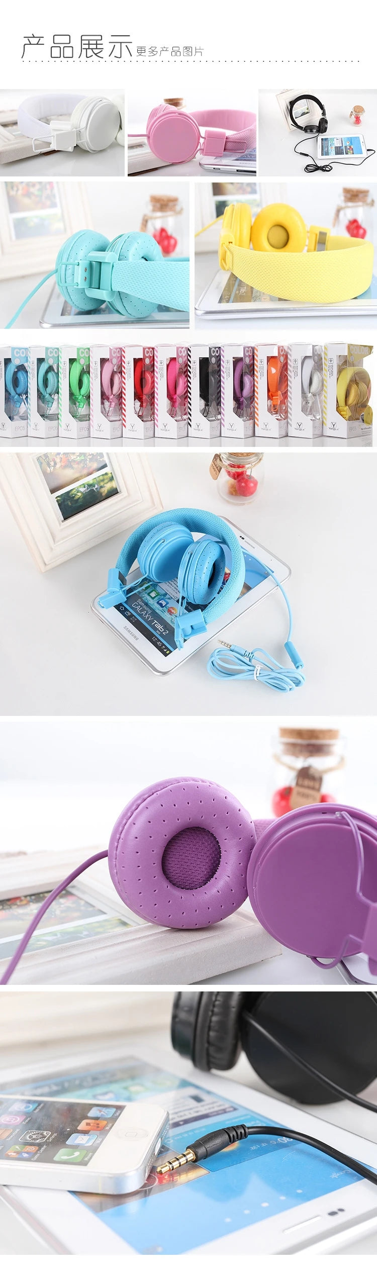 Wholesale Cute Headphones with Microphone For Kids Dj Headband Earphone For Phone Support Music Headsets Fone De Ouvido Dropship