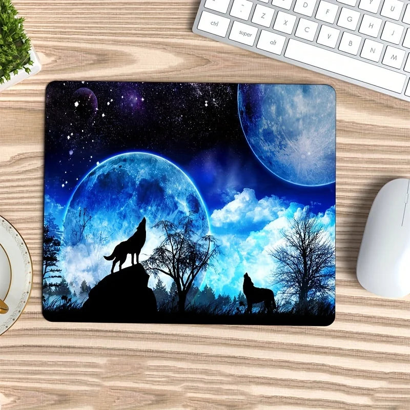 Night Painting beautiful Night Moon Animal Roaring Wolf mouse pad Large keyboard pad Office laptop gaming learning accessories