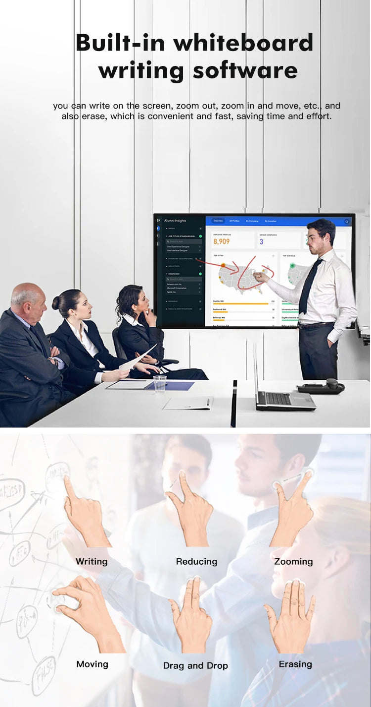 TouchWo 32 43 55 65" Interactive Whiteboard Touchscreen Monitor,All-in-One Touch Computer Smart Board For Office Classroom