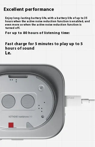 Nothing Headphone (1) Bluetooth Headphone 40mm Dynamic Driver Wireless Headphone 1 Quick Charge ANC Headset Support AAC SBC LADC