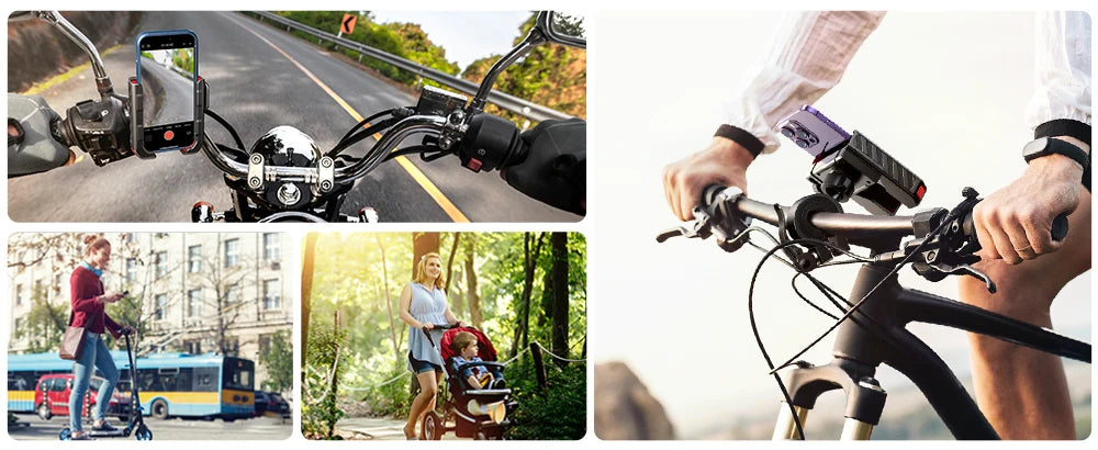 Joyroom Universal Motorcycle Phone Holder Half Enclosure Design Bike Bicycle Phone Mount Quick Lock For iPhone 4.7"-7" Phones