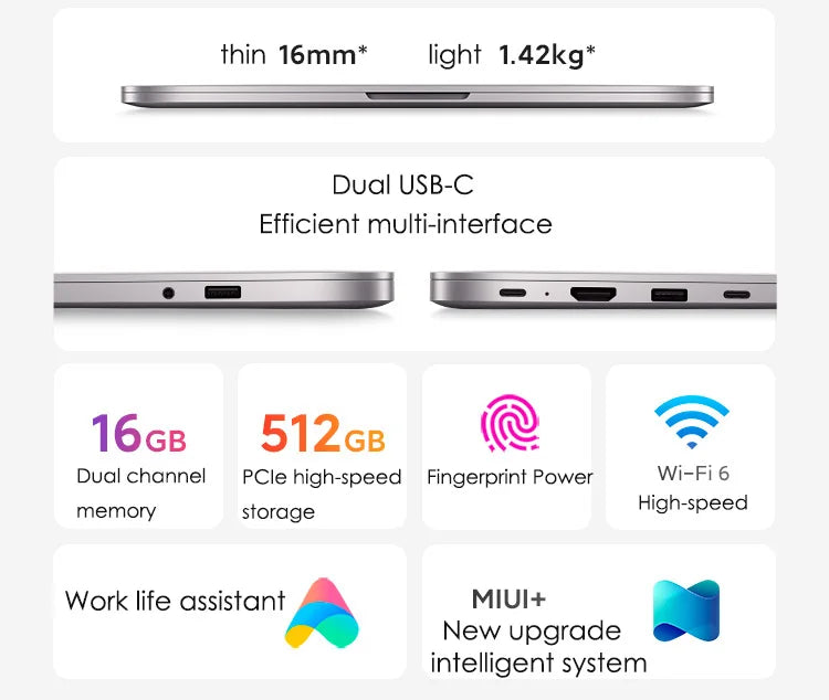 Xiaomi RedmiBook Pro 14 Laptop 14 Inch 2.5K Display Screen AMD Ryzen R5-5500U R7-5700U 16GB 512GB AMD Radeon Graphics Notebook