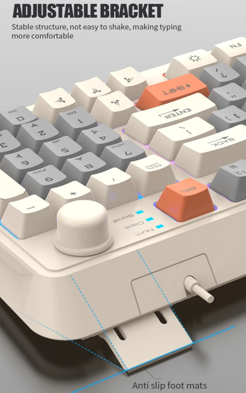 Keyboard 94 Keys 90% Layout Spanish Russian Korean Arabic Keyboard USB Wired RGB Light Volume Knob Ergonomics Gaming Office K82