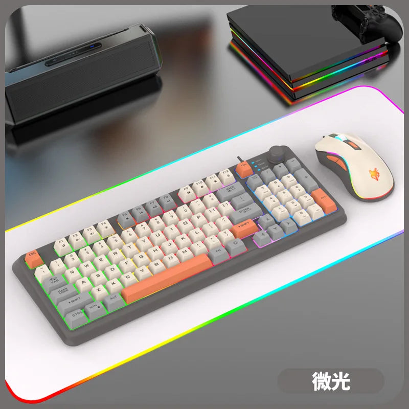 Keyboard 94 Keys 90% Layout Spanish Russian Korean Arabic Keyboard USB Wired RGB Light Volume Knob Ergonomics Gaming Office K82