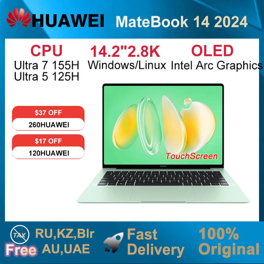 2025 HUAWEI MateBook 14 Widows/Linux Ultra 7 155H/Ultra 5 125H 16GB/32GB 512GB/1TB 14.2-inch 120Hz 2.8k OLED Notebook