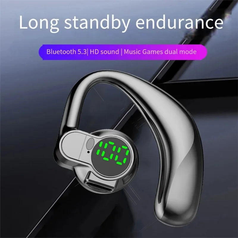 Wireless Headphone Bluetooth5.4 HiFi Stereo Noise Cancelling Digital Display Rotatable Sport  Single Audifonos Earphones Single