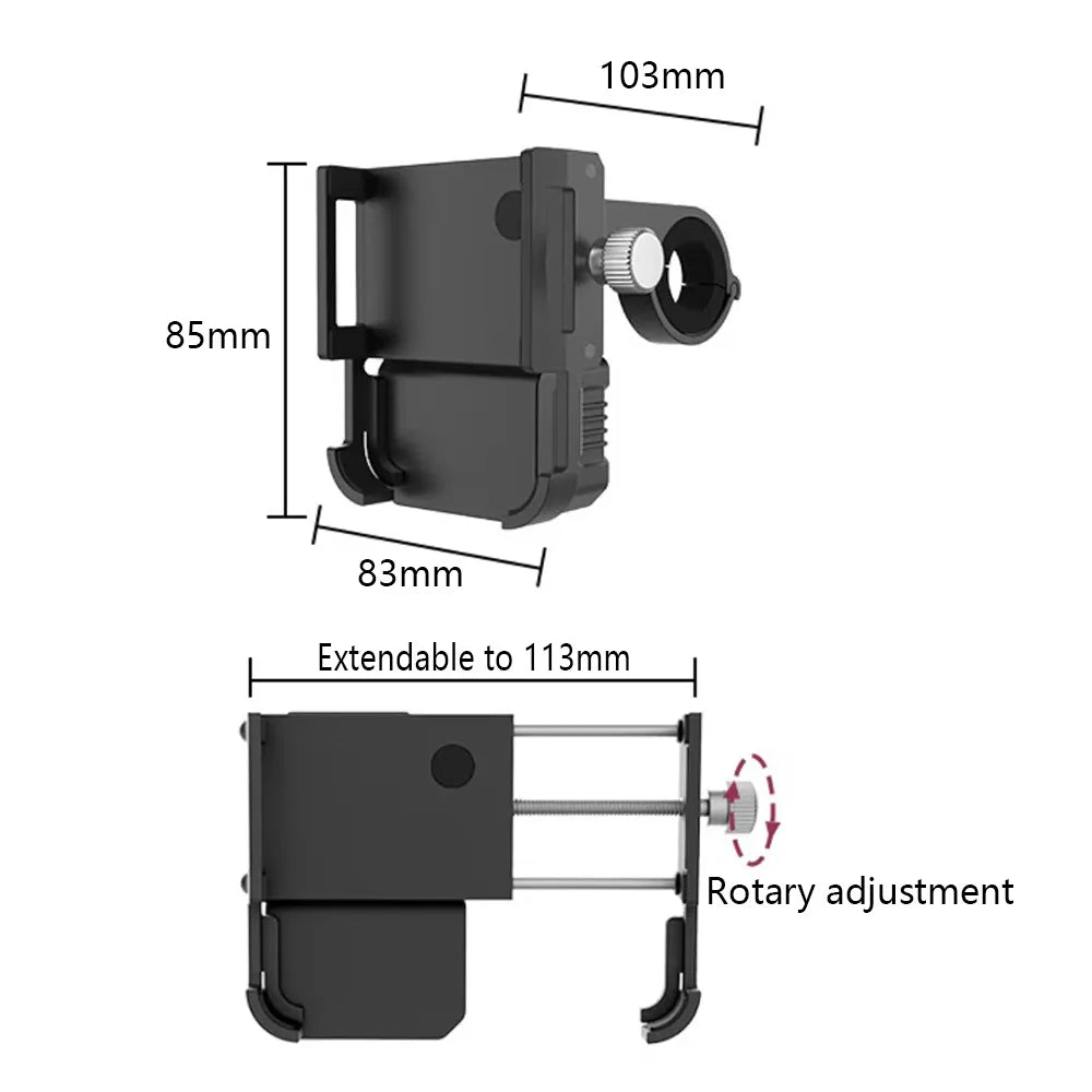 E-bike accessories Mobile phone holder Aluminium alloy 24-80V universal USB charging Bluetooth player