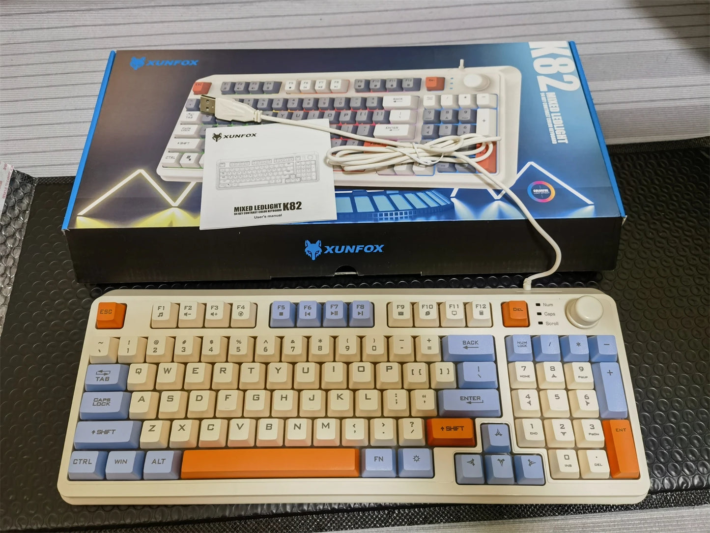 Keyboard 94 Keys 90% Layout Spanish Russian Korean Arabic Keyboard USB Wired RGB Light Volume Knob Ergonomics Gaming Office K82