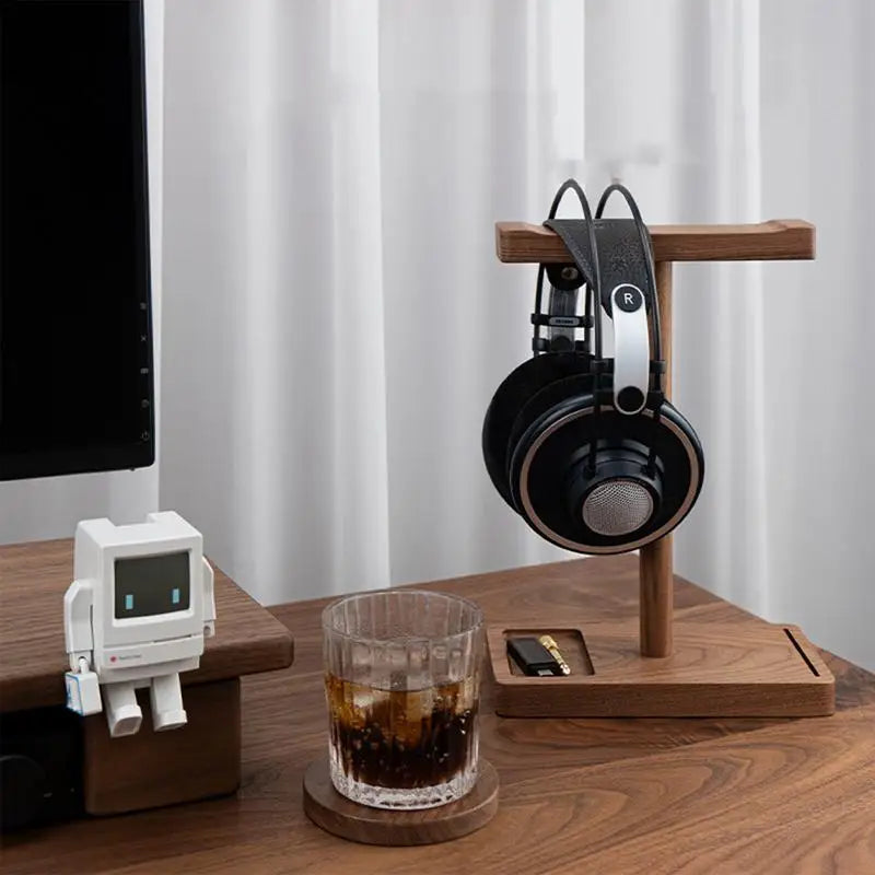 Walnut Headphone Holder Black Walnut Headphone Hanger Wood Headphone Holder Game Headphone Stand Desk
