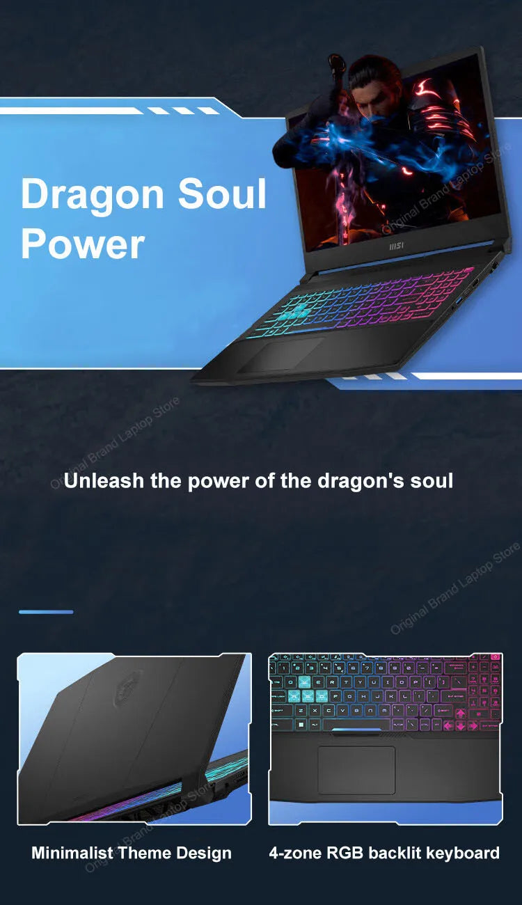 2024 MSI Katana A15 AI Laptop 15.6 Inch 2.5K QHD 165Hz IPS Screen Notebook AMD Ryzen R7-8845HS 32GB 1TB RTX4060 Gaming Computer