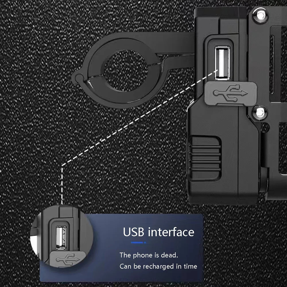 E-bike accessories Mobile phone holder Aluminium alloy 24-80V universal USB charging Bluetooth player