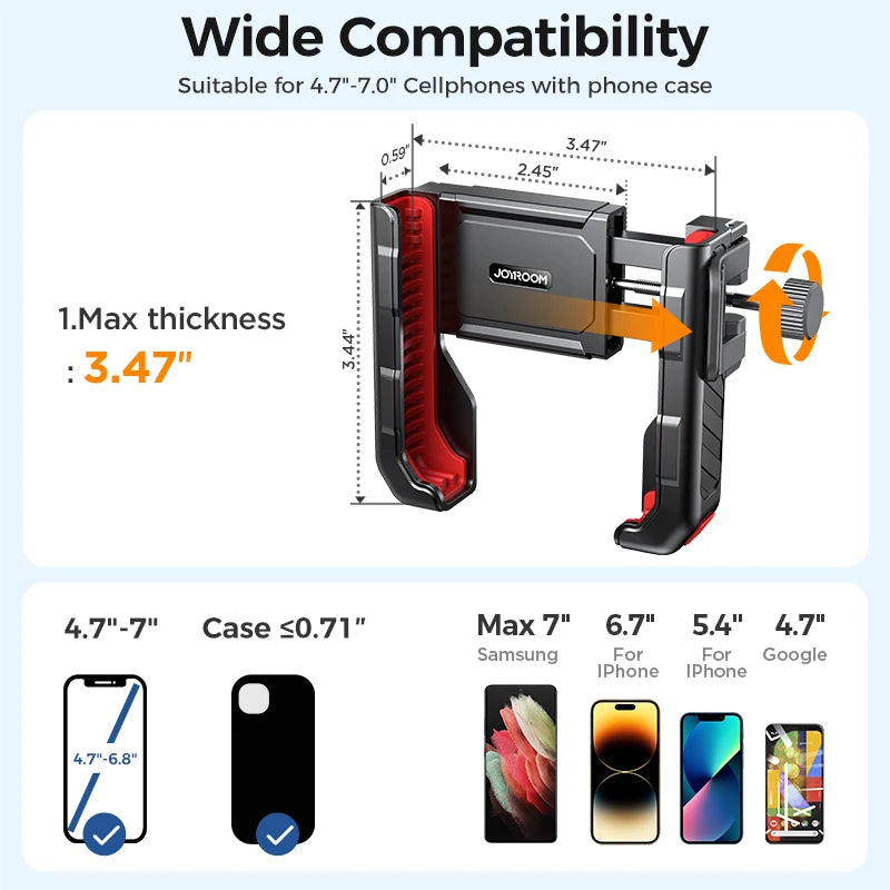 Joyroom Universal Motorcycle Phone Holder Half Enclosure Design Bike Bicycle Phone Mount Quick Lock For iPhone 4.7"-7" Phones