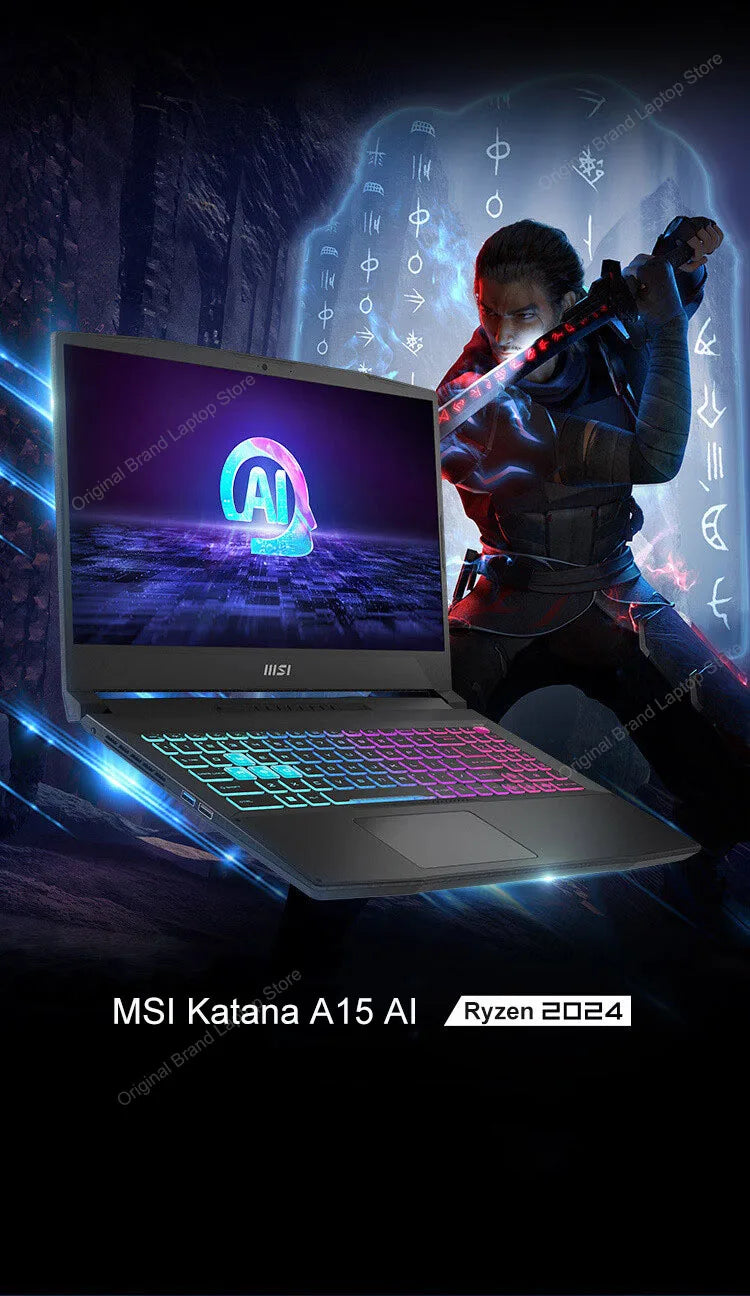 2024 MSI Katana A15 AI Laptop 15.6 Inch 2.5K QHD 165Hz IPS Screen Notebook AMD Ryzen R7-8845HS 32GB 1TB RTX4060 Gaming Computer