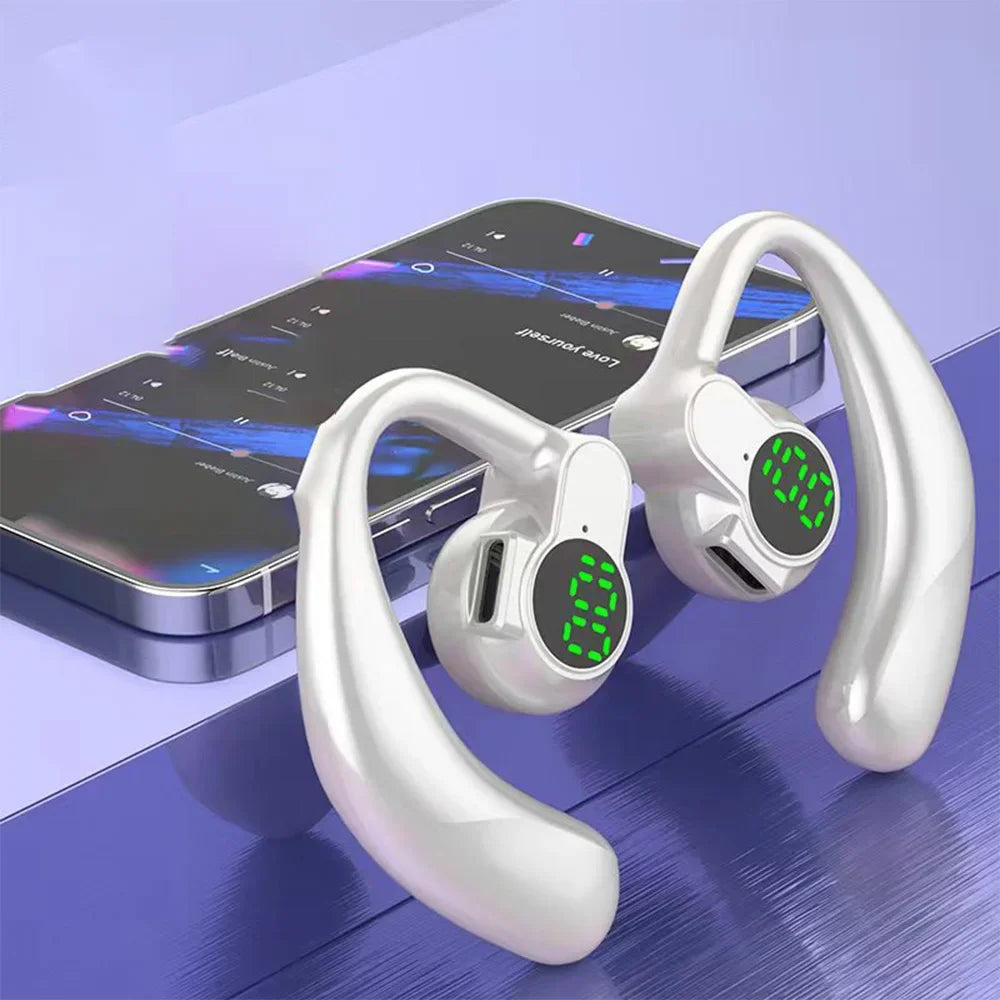 Wireless Headphone Bluetooth5.4 HiFi Stereo Noise Cancelling Digital Display Rotatable Sport  Single Audifonos Earphones Single