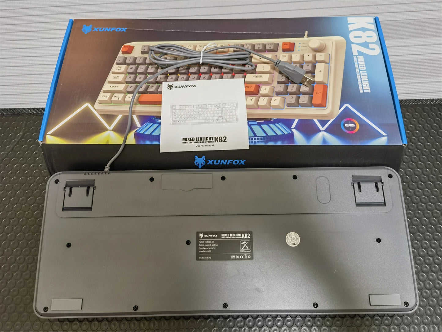 Keyboard 94 Keys 90% Layout Spanish Russian Korean Arabic Keyboard USB Wired RGB Light Volume Knob Ergonomics Gaming Office K82