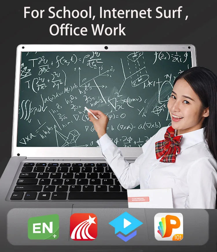 2024 Cheap 14 Inch Ultra Thin Students Laptop Quad Core Windows 10 Notebook Laptops  WiFi Bluetooth for Russian & Korea