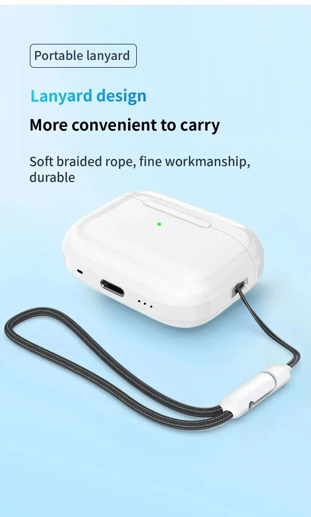 Air Pro True Wireless Bluetooth Earphones Headphones Bin Lanyard HiFi Sound Low Latency Noise Reduction Earbuds for IOS Android