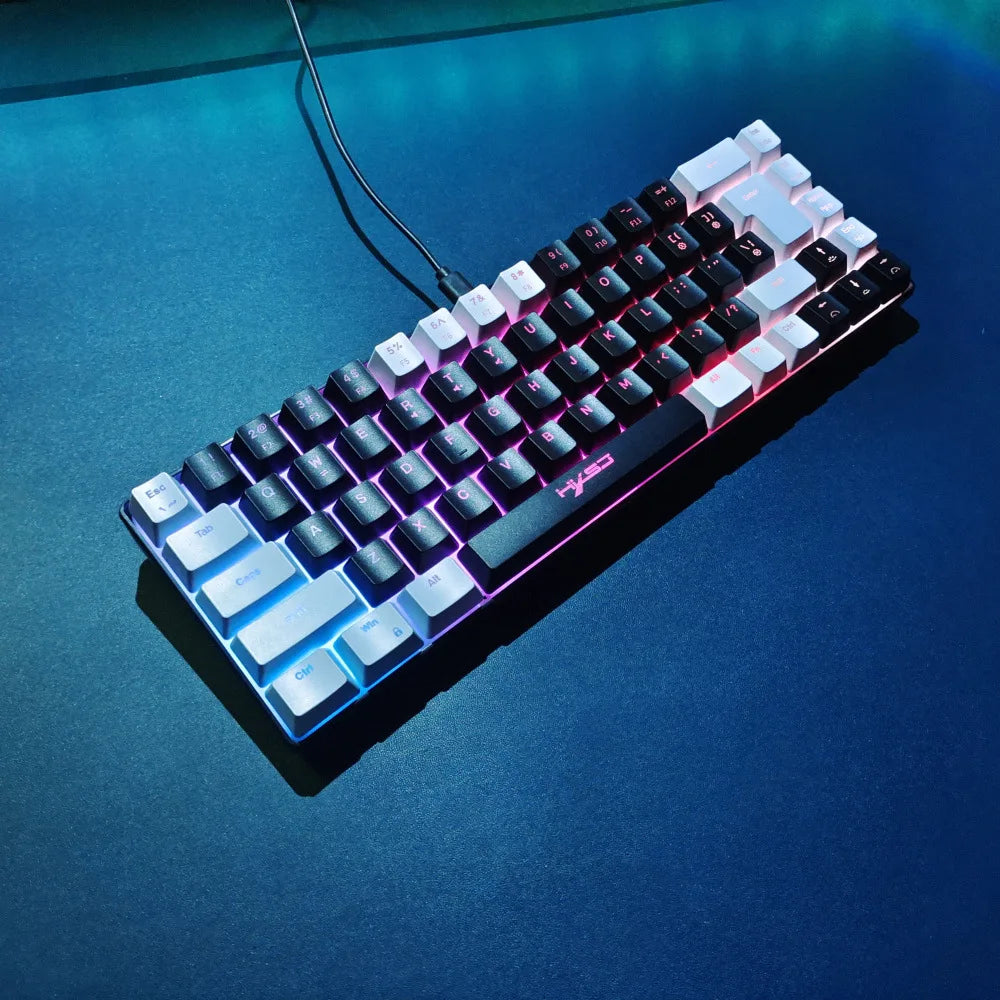 Keyboard 68 keys RGB gamer backlit ergonomic wired key board 65% pc computer office Portable usb laptop Keyboards white black