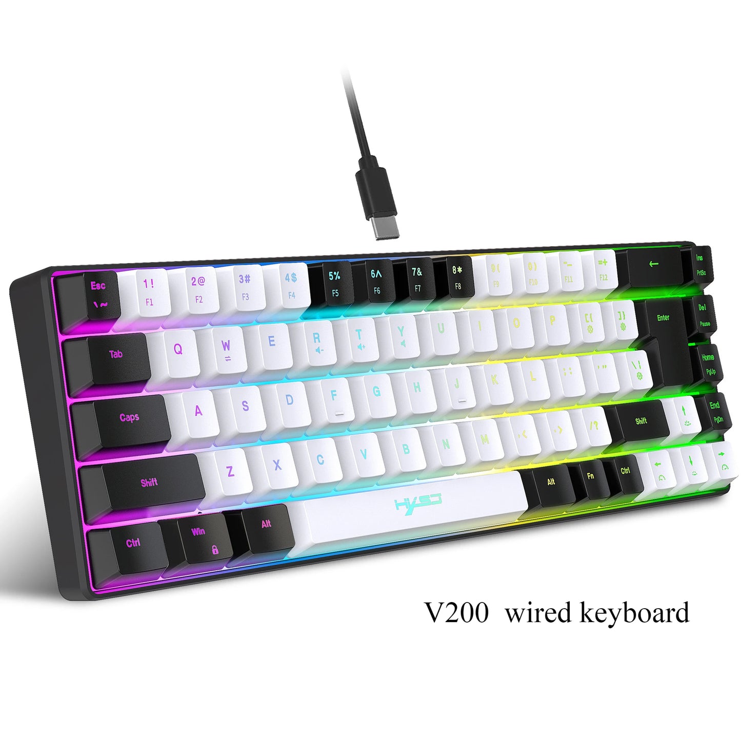 Keyboard 68 keys RGB gamer backlit ergonomic wired key board 65% pc computer office Portable usb laptop Keyboards white black