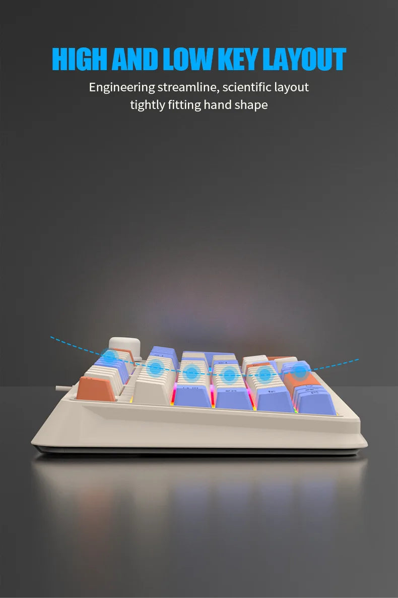 Keyboard 94 Keys 90% Layout Spanish Russian Korean Arabic Keyboard USB Wired RGB Light Volume Knob Ergonomics Gaming Office K82